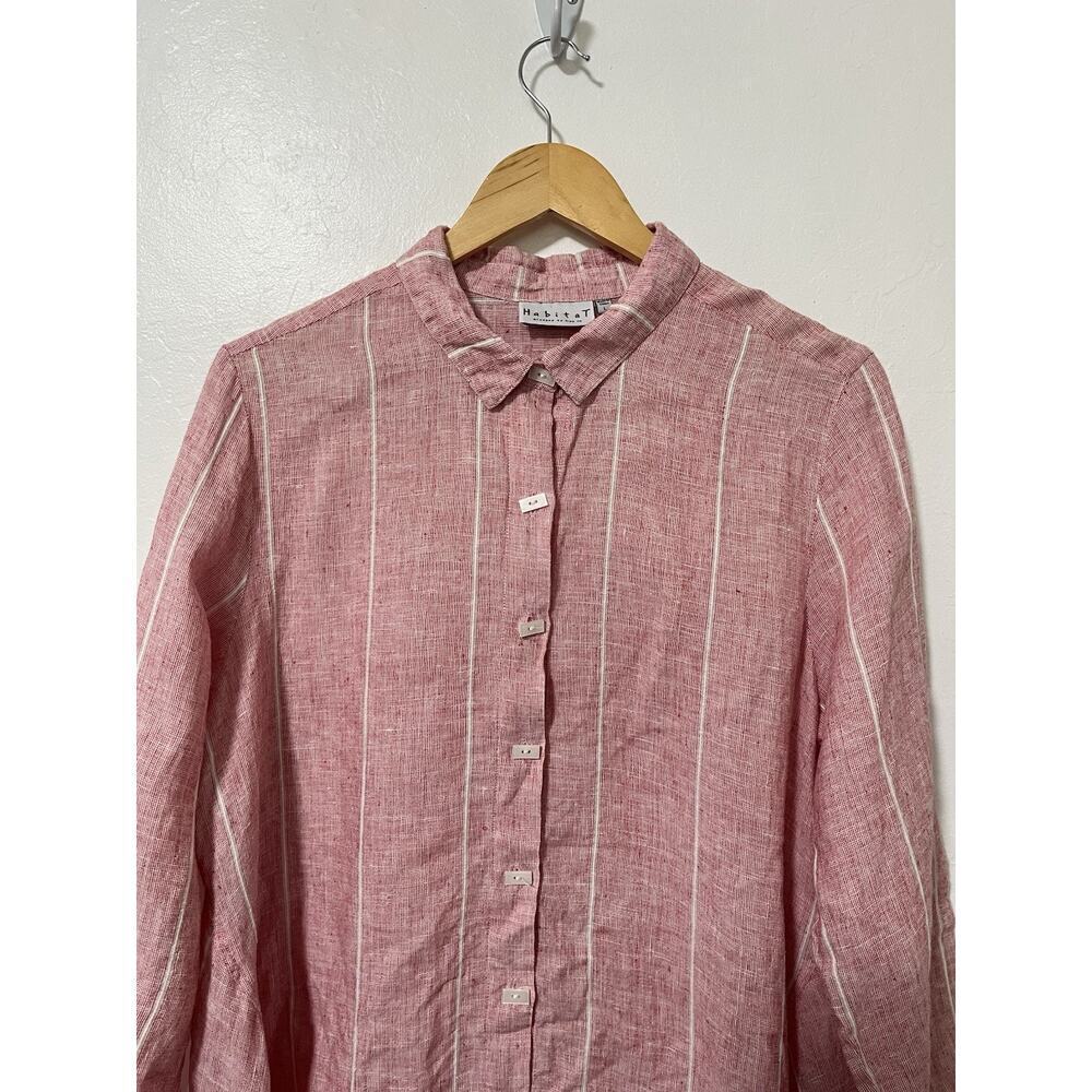 Habitat 100% Linen Button Up Stripe Tunic Top Siz… - image 3